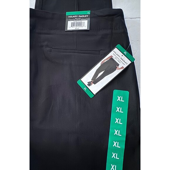 Hilary Radley XL Mid Rise Black Slim Leg Pants 29" Inseam Built-In Tummy Control - Picture 5 of 10